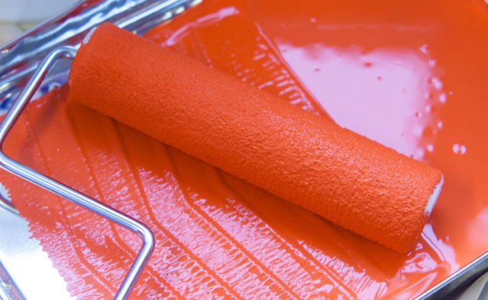 Orange Paint in a paint tray