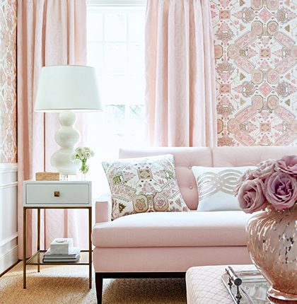 Pink drapes by thibaut