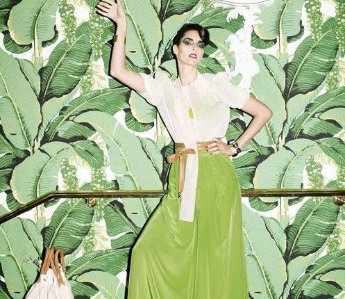 lady in front of fern wallpaper inspiration