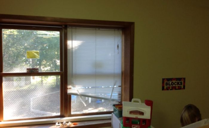 broken window blinds