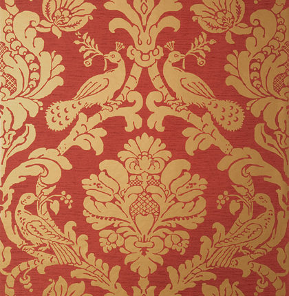 red damask wallcovering