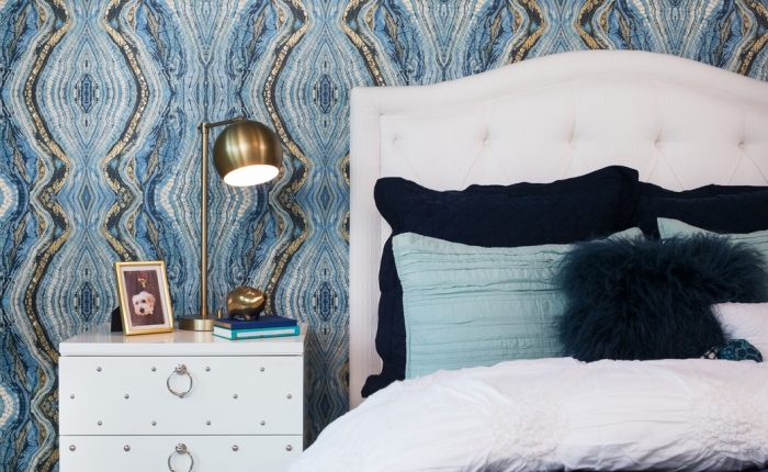 blue patterned wallcovering 2016 artisan homes tour