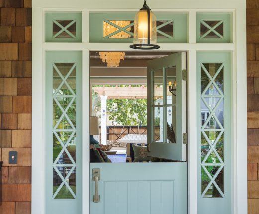 Front door painted Wythe Blue spring home makeover front porch decor