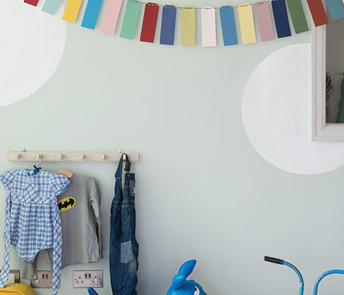 Nursery painted in Pale Powder by Farrow & Ball