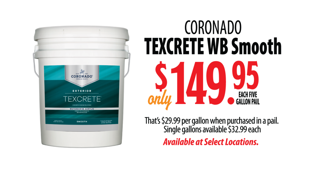 2026 June Hot Buy Coronado Texcrete WB Smooth at $149.95/5gal