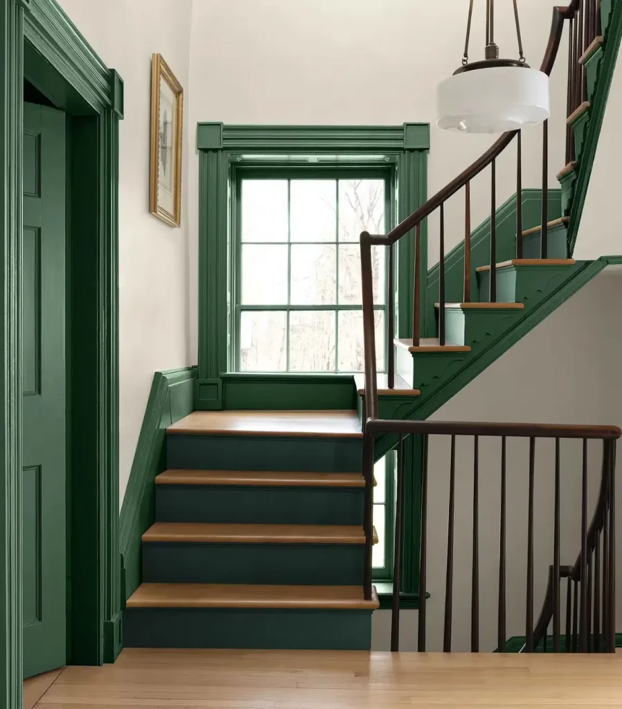 Stairs Benjamin Moore Color 2027 Webster Green